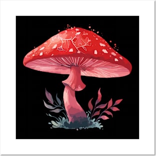 Red Mushroom on Green Grass Posters and Art